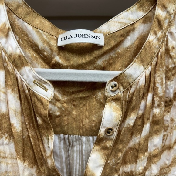 Ulla Johnson Magdalena Midi Dress Sand Tiger Print Puff Sleeves Ruffled - Picture 7 of 16